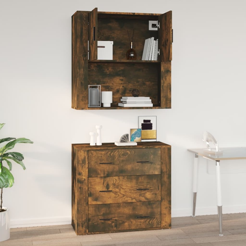 vidaXL Szafka ścienna, przydymiony dąb, 80x33x80 cm