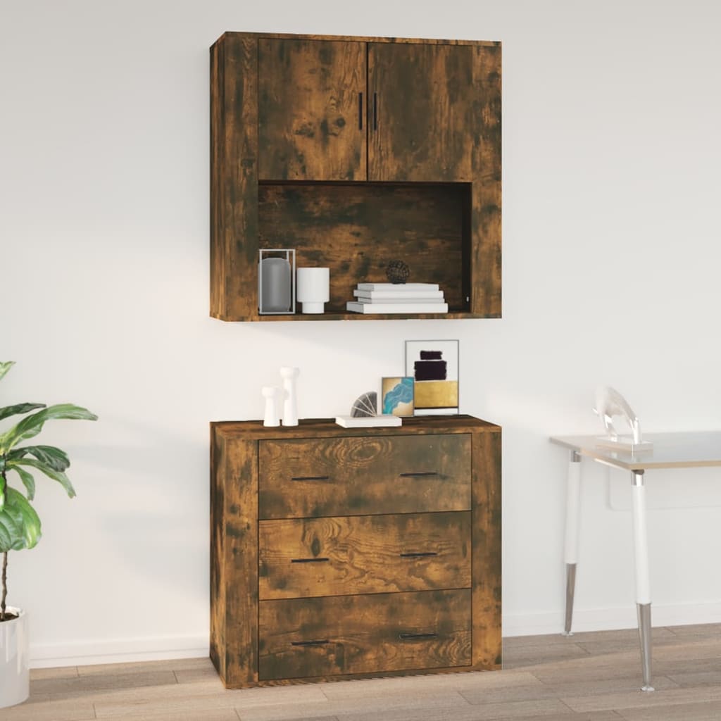 vidaXL Szafka ścienna, przydymiony dąb, 80x33x80 cm