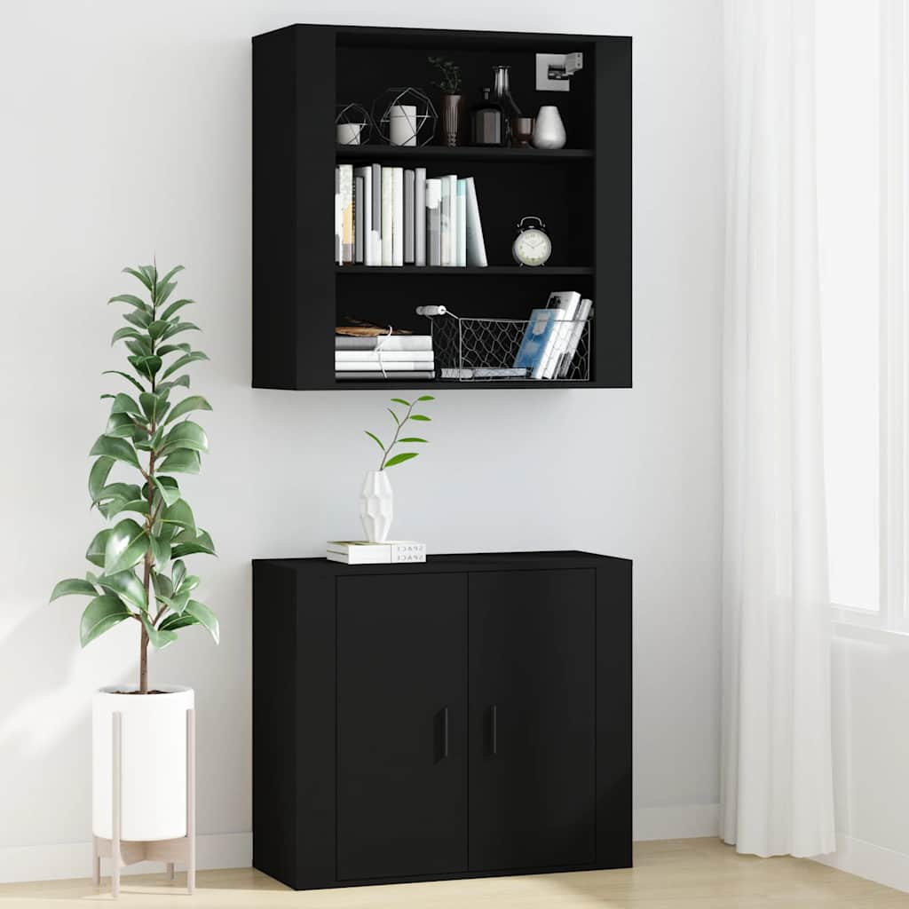 vidaXL Szafka ścienna, czarna, 80x33x80 cm, materiał drewnopochodny