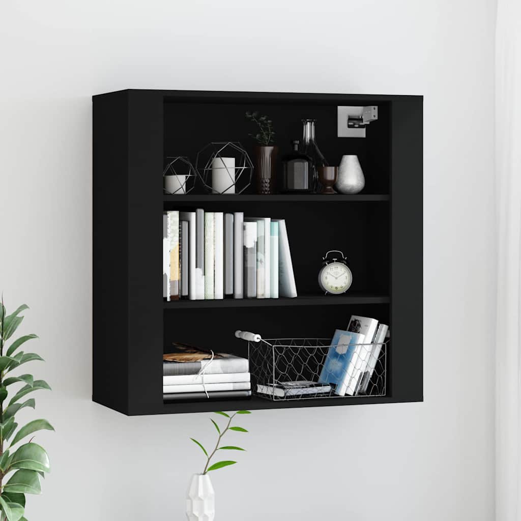 vidaXL Szafka ścienna, czarna, 80x33x80 cm, materiał drewnopochodny