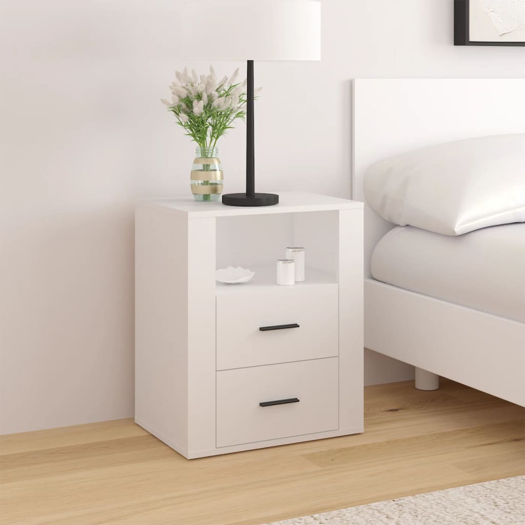 vidaXL Szafka nocna, biała, 50x36x60 cm, materiał drewnopochodny