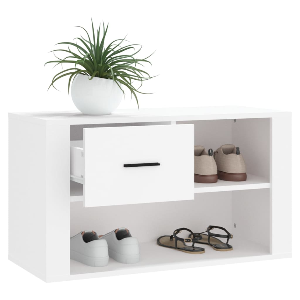 vidaXL Szafka na buty, biały, 80x35x45 cm, materiał drewnopochodny