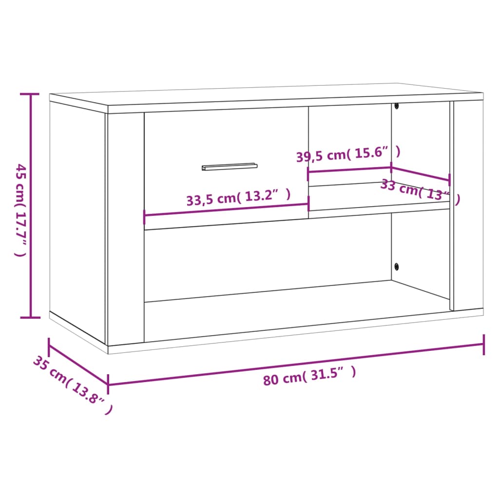 vidaXL Szafka na buty, biały, 80x35x45 cm, materiał drewnopochodny