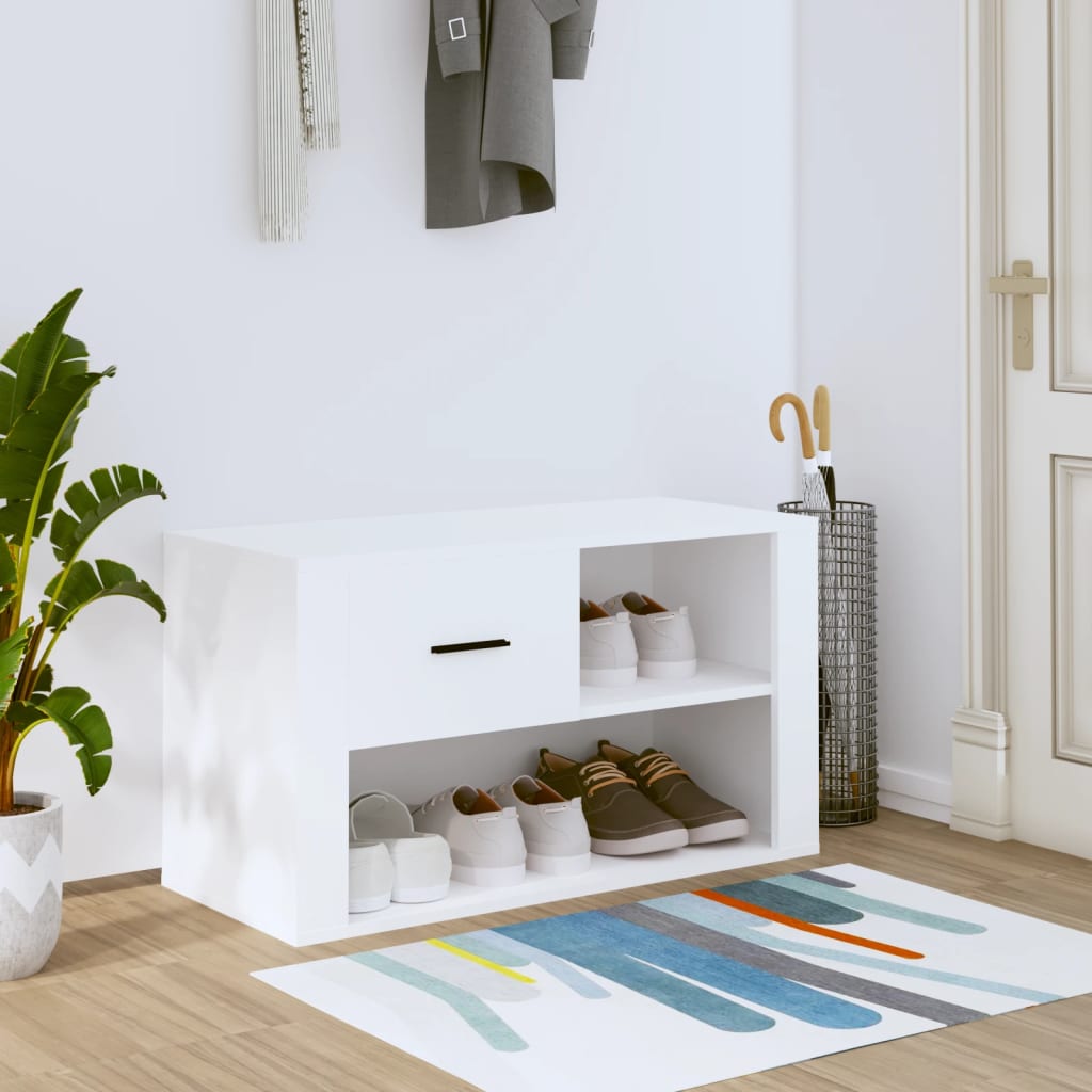 vidaXL Szafka na buty, biały, 80x35x45 cm, materiał drewnopochodny
