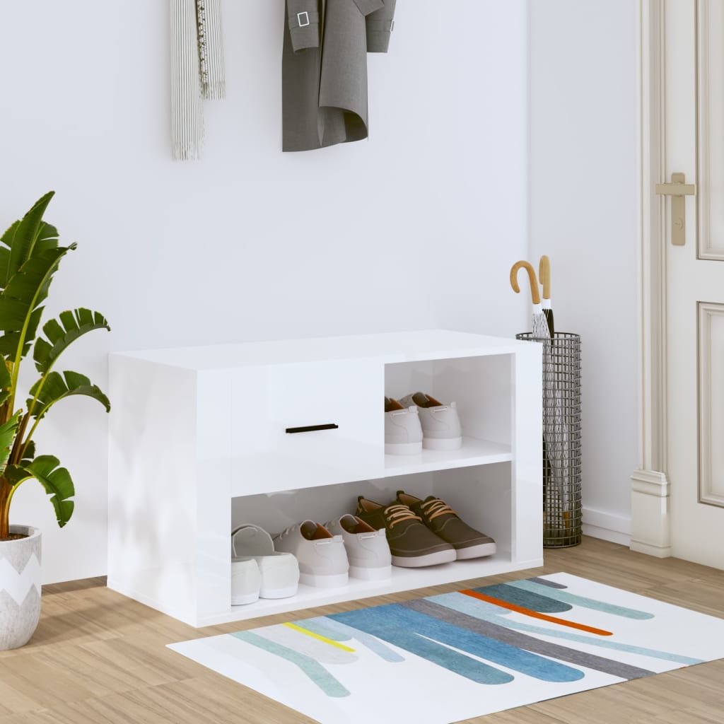 vidaXL Szafka na buty, wysoki połysk, biała, 80x35x45 cm