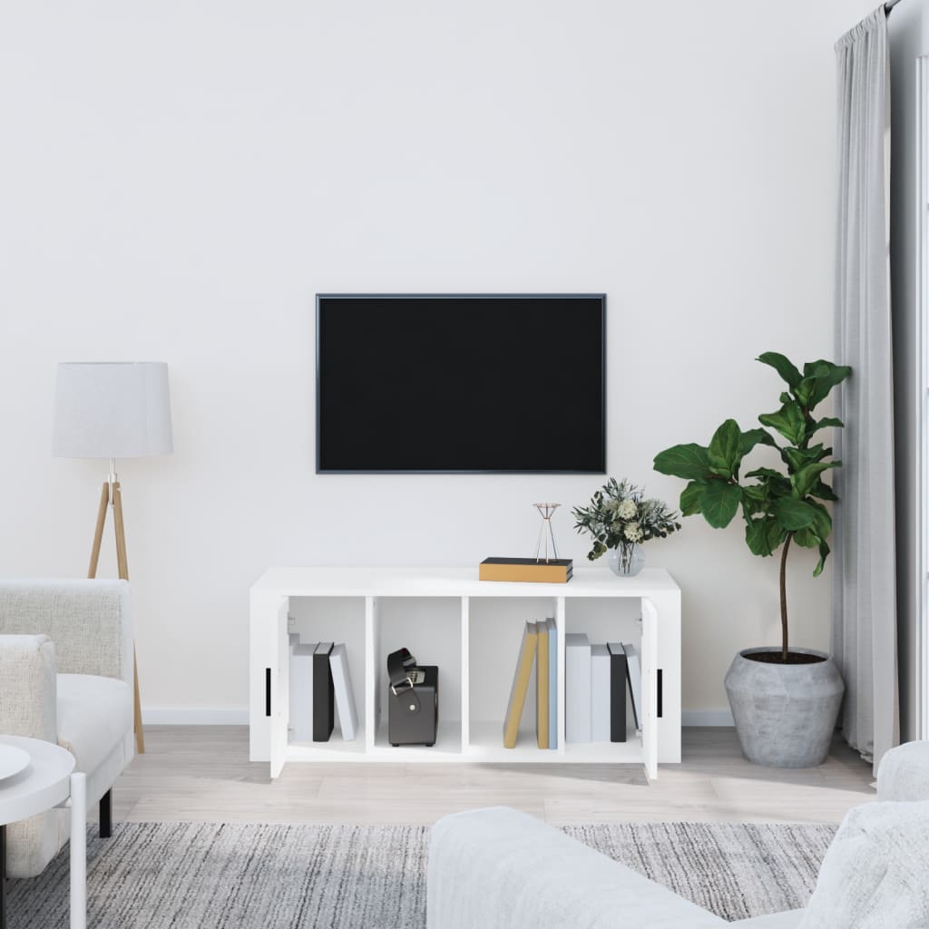 vidaXL Szafka pod TV, biała, 100x35x40 cm, materiał drewnopochodny