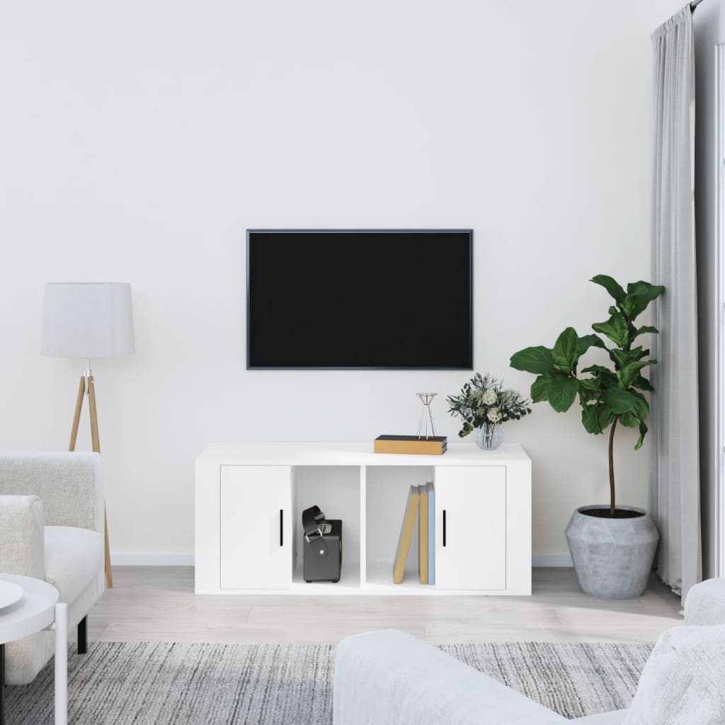 vidaXL Szafka pod TV, biała, 100x35x40 cm, materiał drewnopochodny