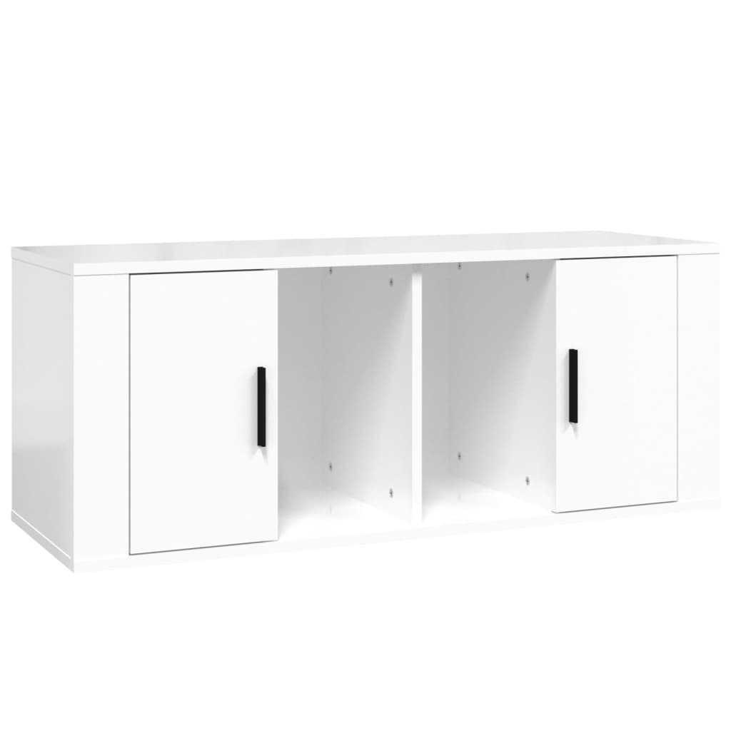 vidaXL Szafka pod TV, wysoki połysk, biała, 100x35x40 cm