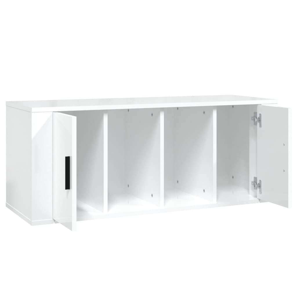 vidaXL Szafka pod TV, wysoki połysk, biała, 100x35x40 cm