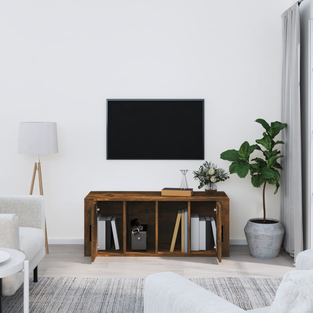 vidaXL Szafka pod telewizor, przydymiony dąb, 100x35x40 cm