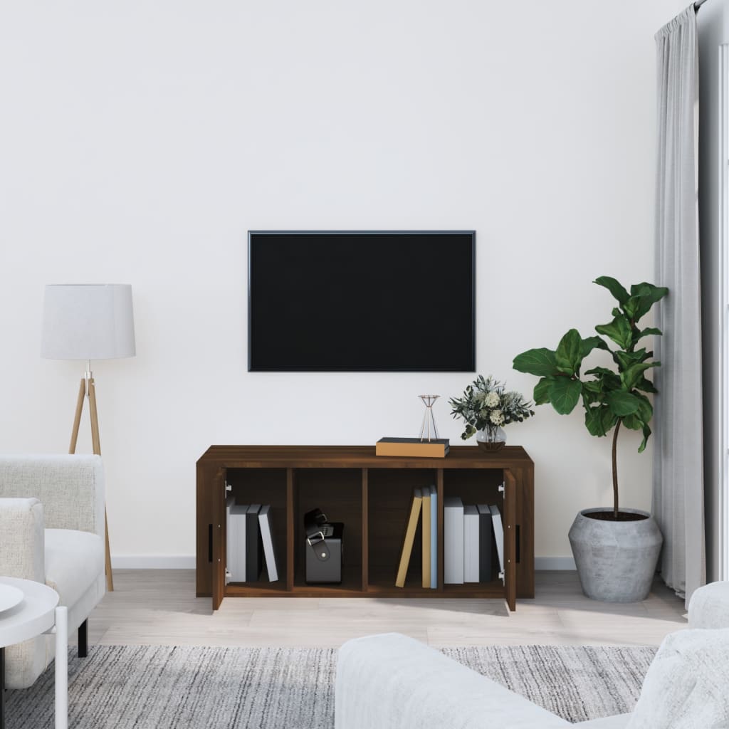 vidaXL Szafka pod telewizor, brązowy dąb, 100x35x40 cm