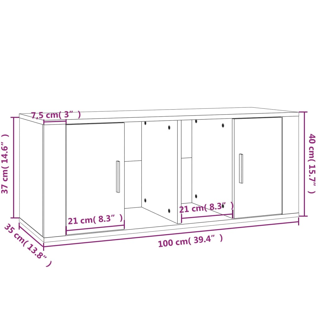 vidaXL Szafka pod telewizor, brązowy dąb, 100x35x40 cm