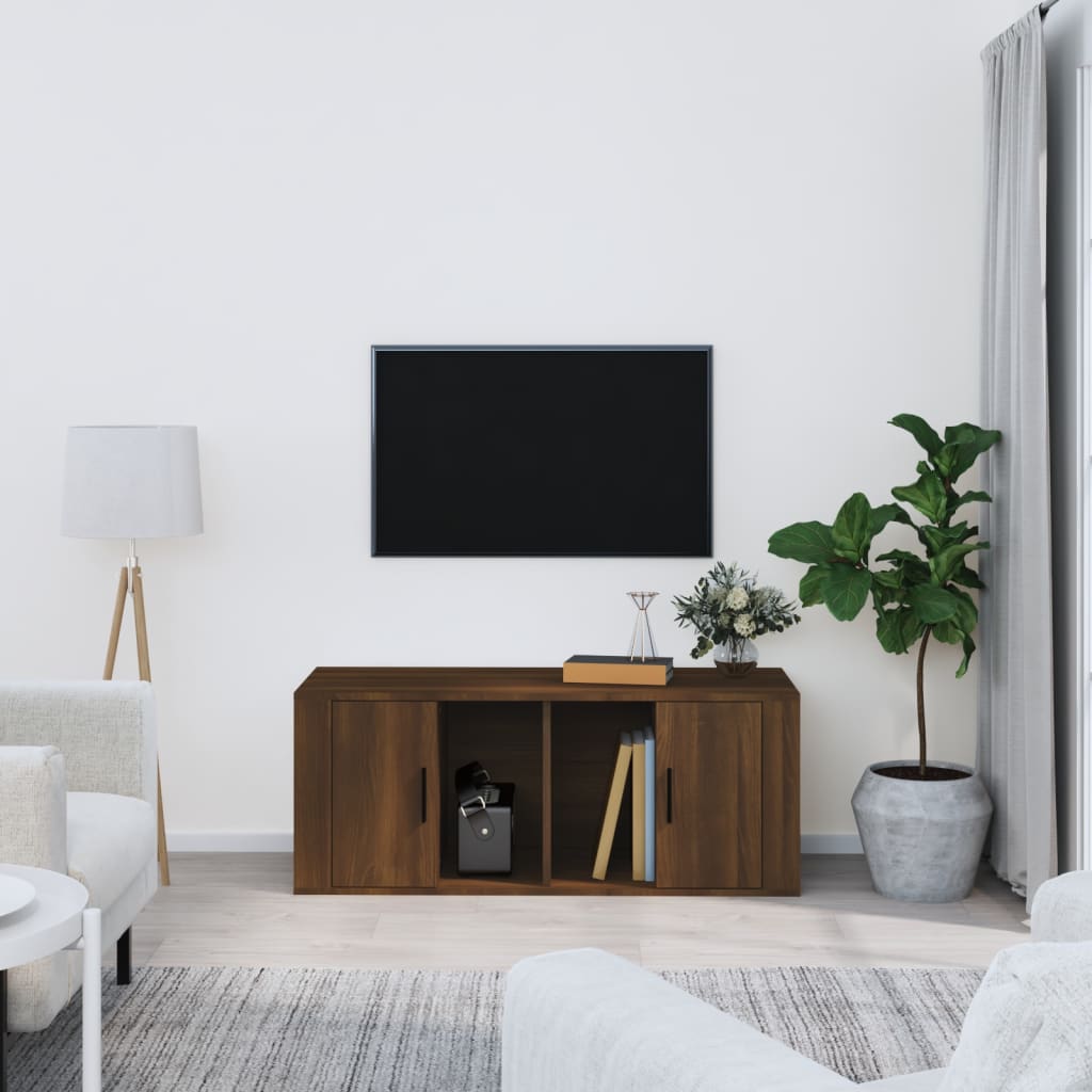 vidaXL Szafka pod telewizor, brązowy dąb, 100x35x40 cm