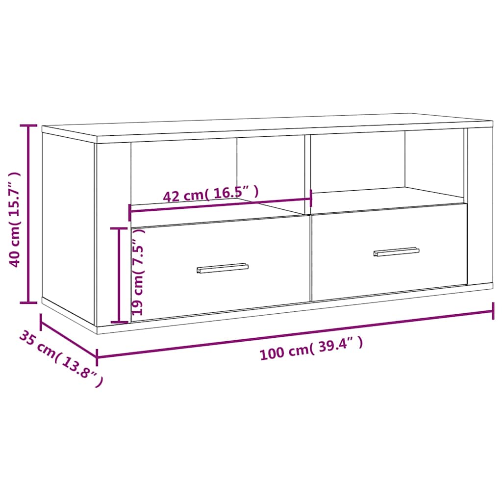 vidaXL Szafka pod TV, szarość betonu, 100x35x40 cm