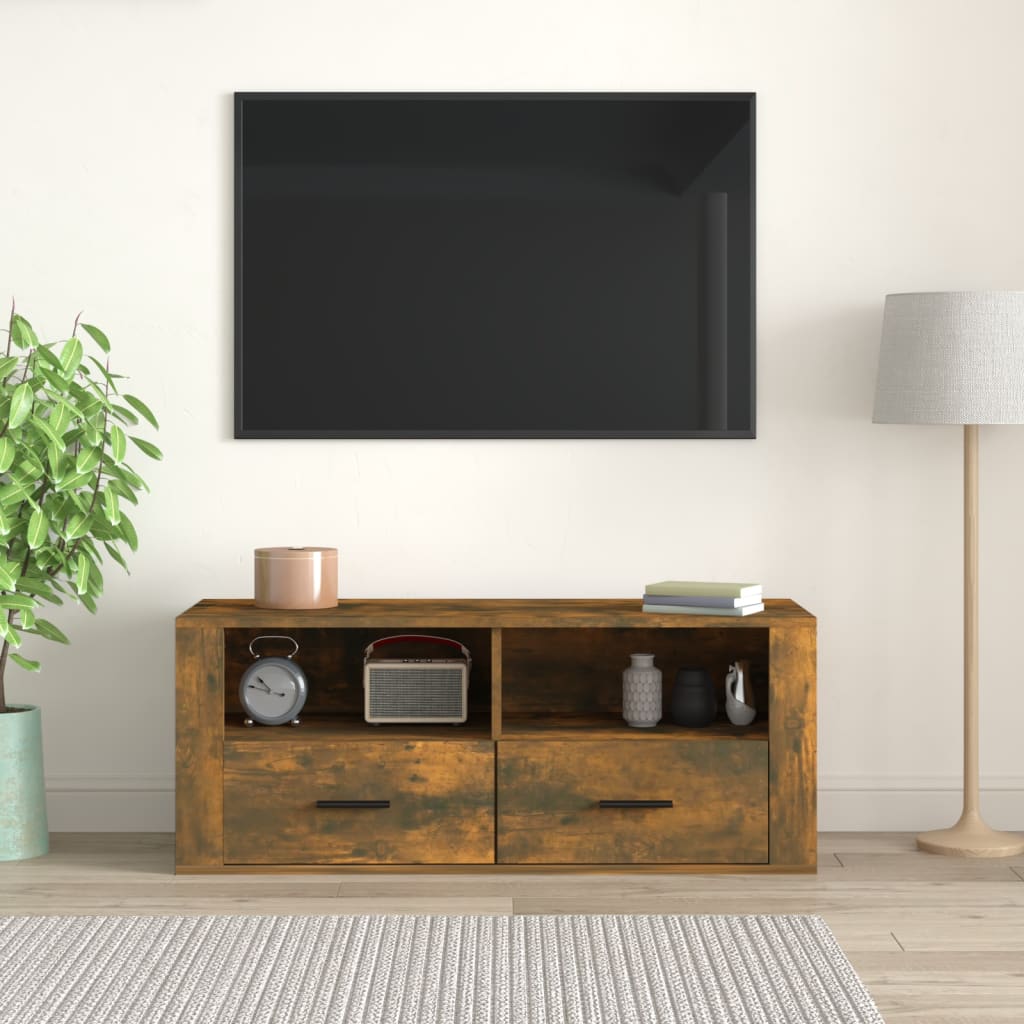 vidaXL Szafka pod telewizor, przydymiony dąb, 100x35x40 cm