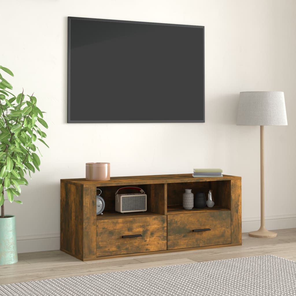 vidaXL Szafka pod telewizor, przydymiony dąb, 100x35x40 cm