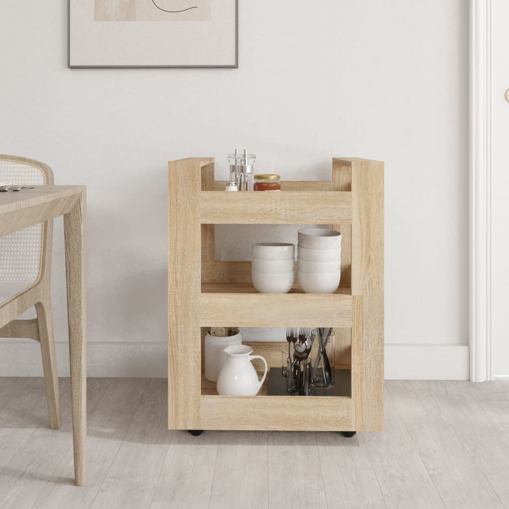 vidaXL Wózek kuchenny, dąb sonoma 60x45x80 cm, materiał drewnopochodny