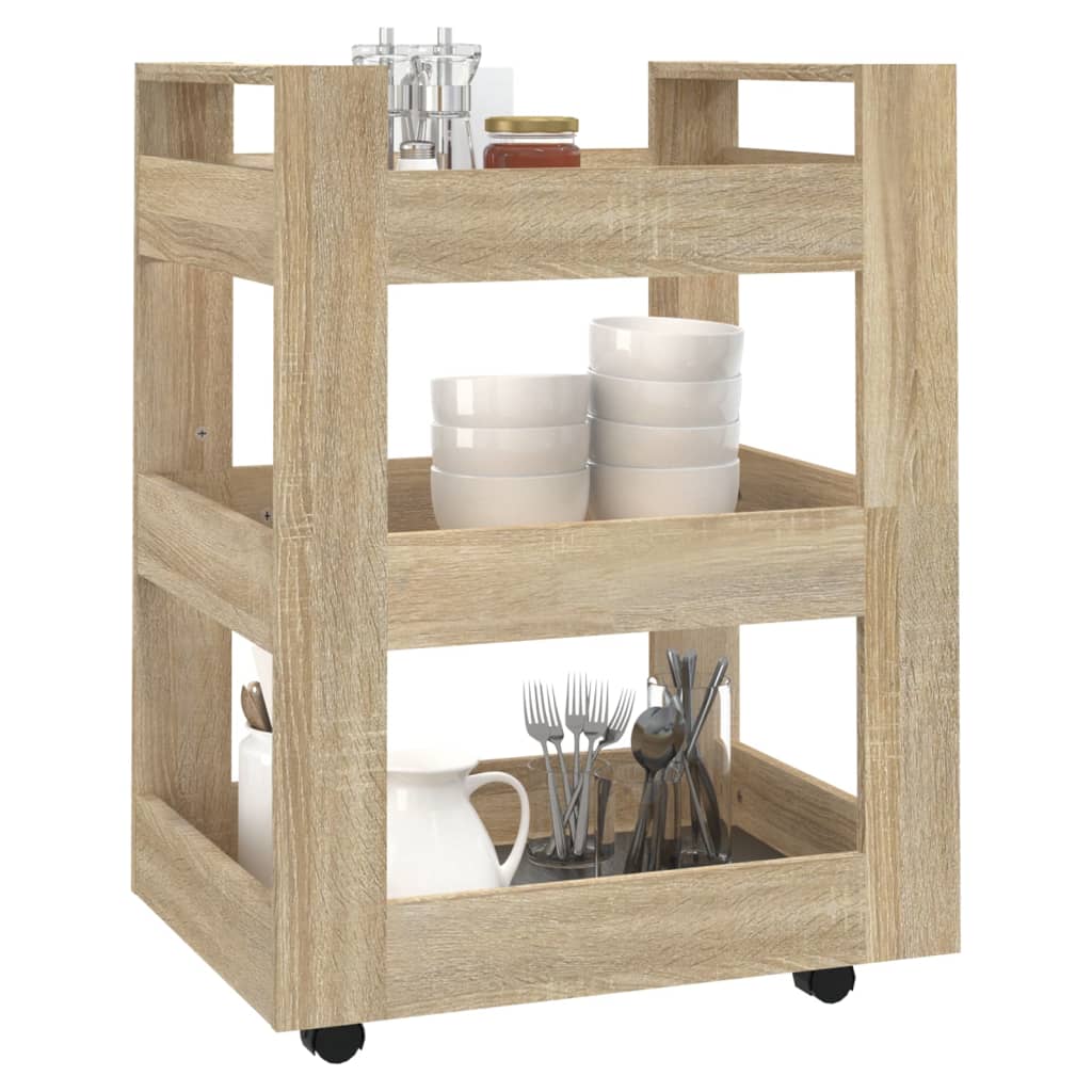 vidaXL Wózek kuchenny, dąb sonoma 60x45x80 cm, materiał drewnopochodny