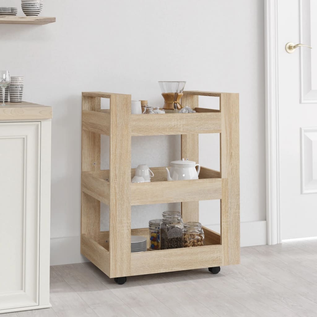 vidaXL Wózek kuchenny, dąb sonoma 60x45x80 cm, materiał drewnopochodny