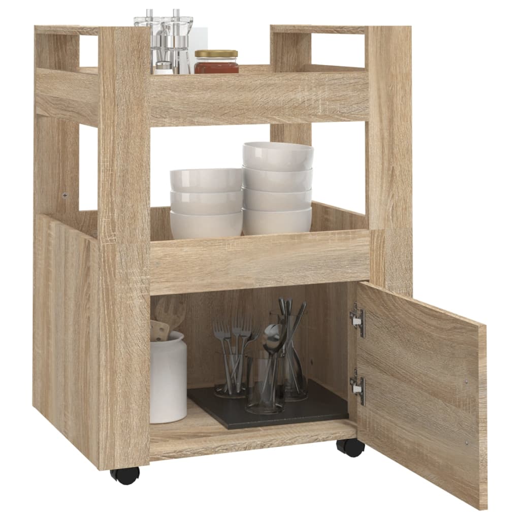 vidaXL Wózek kuchenny, dąb sonoma 60x45x80 cm, materiał drewnopochodny