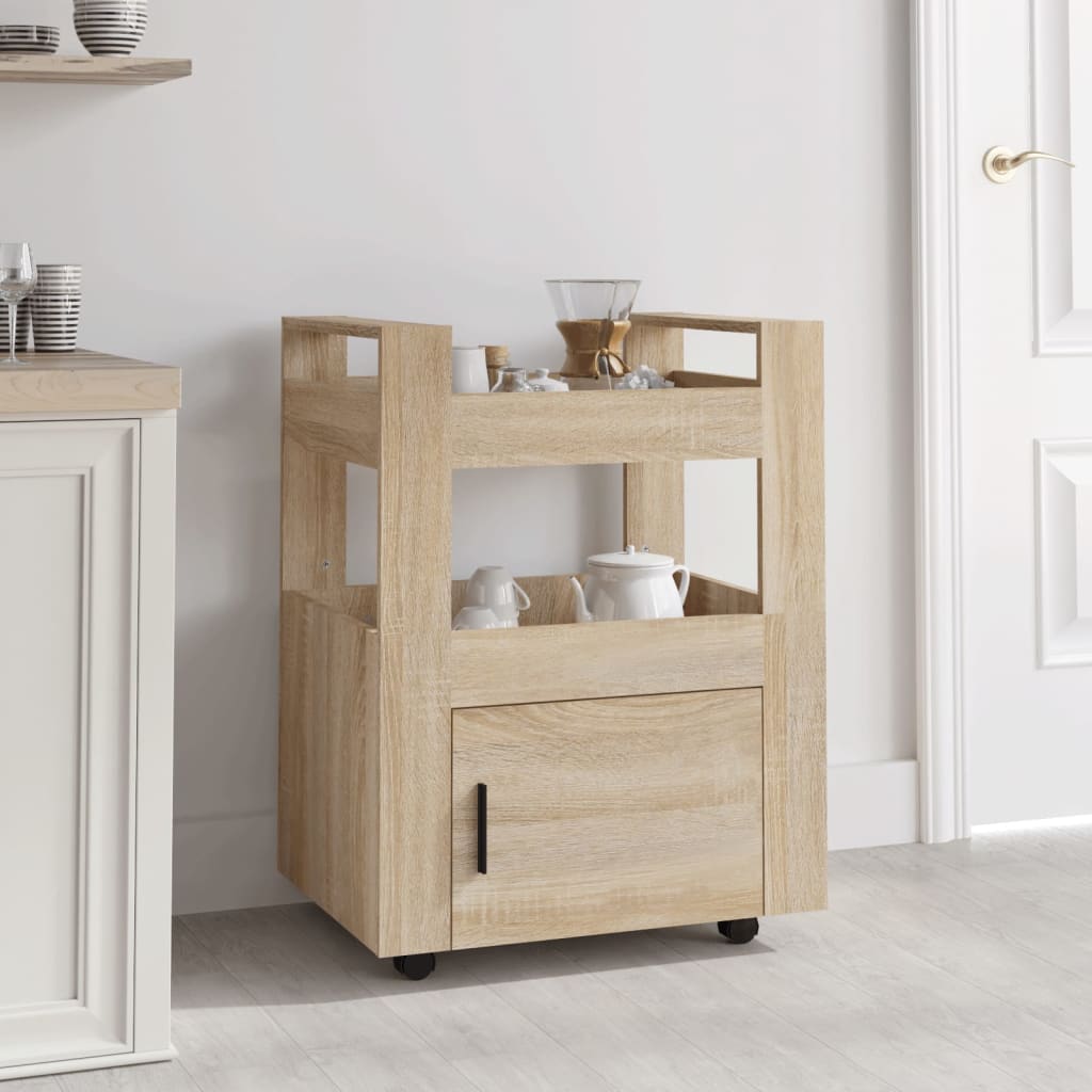 vidaXL Wózek kuchenny, dąb sonoma 60x45x80 cm, materiał drewnopochodny
