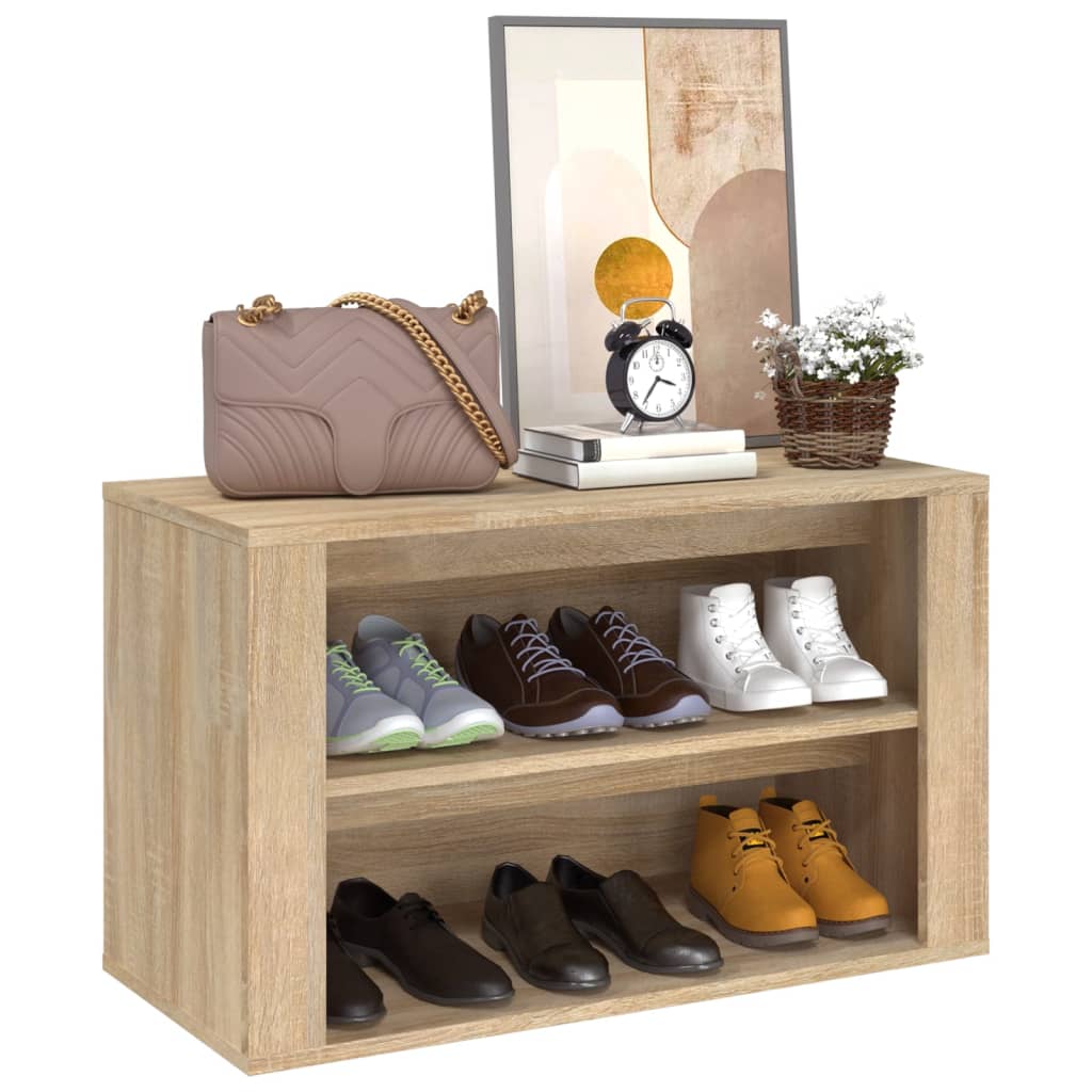 vidaXL Półka na buty, dąb sonoma, 75x35x45 cm, materiał drewnopochodny