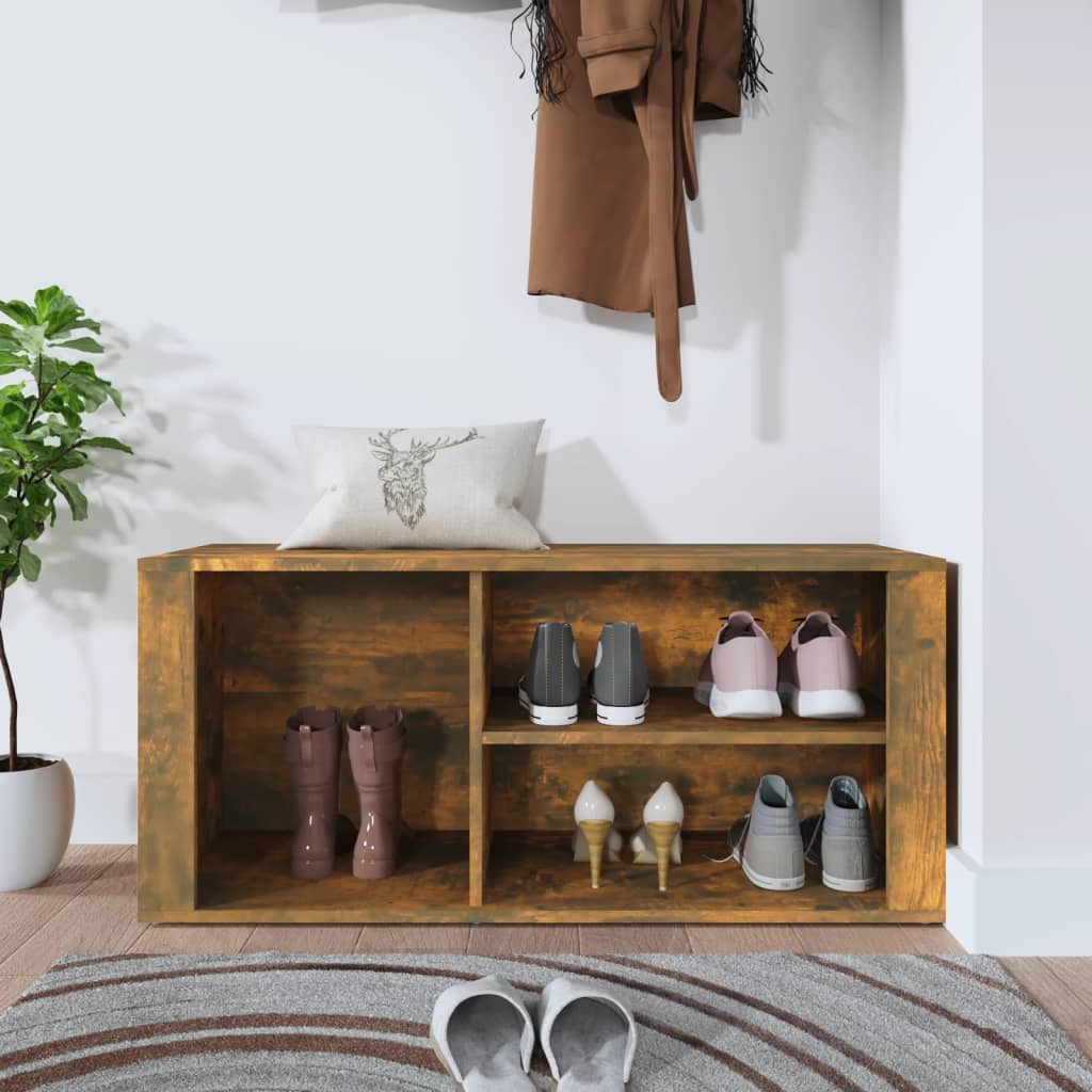 vidaXL Półka na buty, przydymiony dąb, 100x35x45 cm