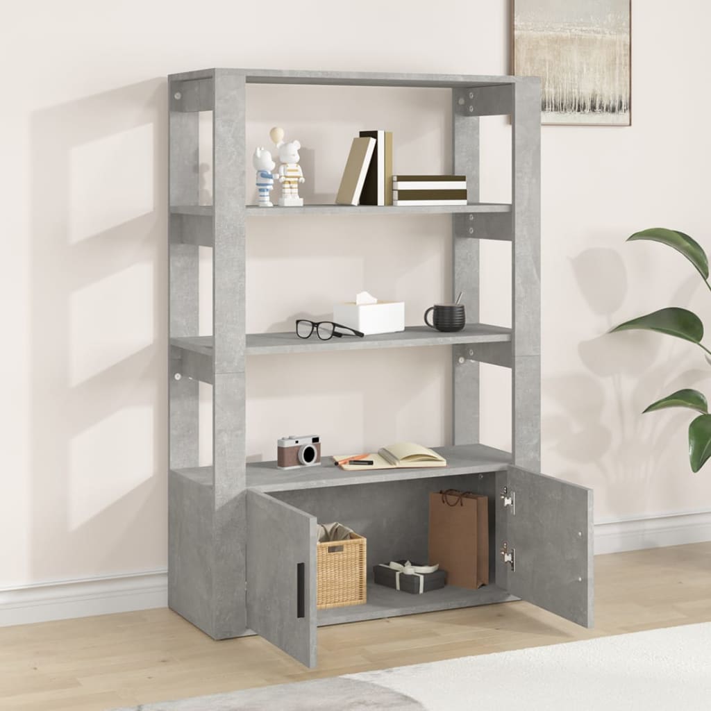 vidaXL Szafka, szarość betonu, 80x30x119,5 cm, materiał drewnopochodny