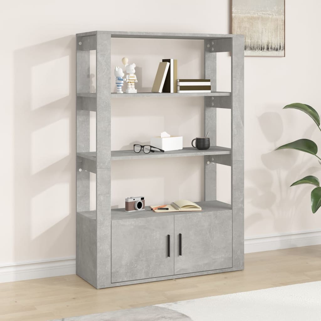 vidaXL Szafka, szarość betonu, 80x30x119,5 cm, materiał drewnopochodny