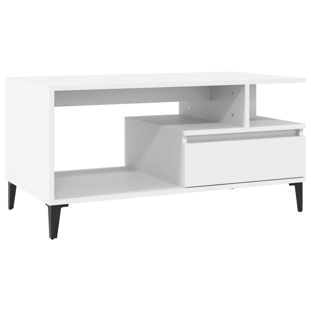 vidaXL Stolik kawowy, biały 90x49x45 cm, materiał drewnopochodny