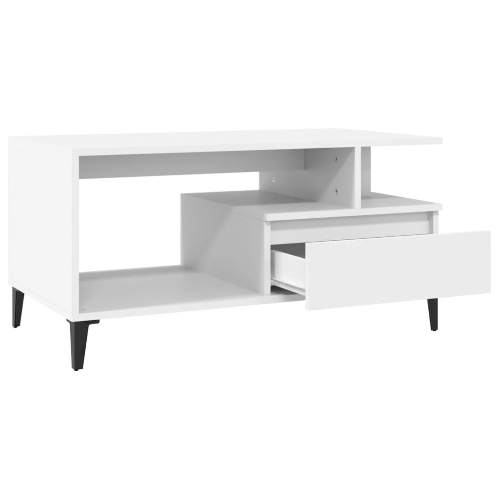 vidaXL Stolik kawowy, biały 90x49x45 cm, materiał drewnopochodny
