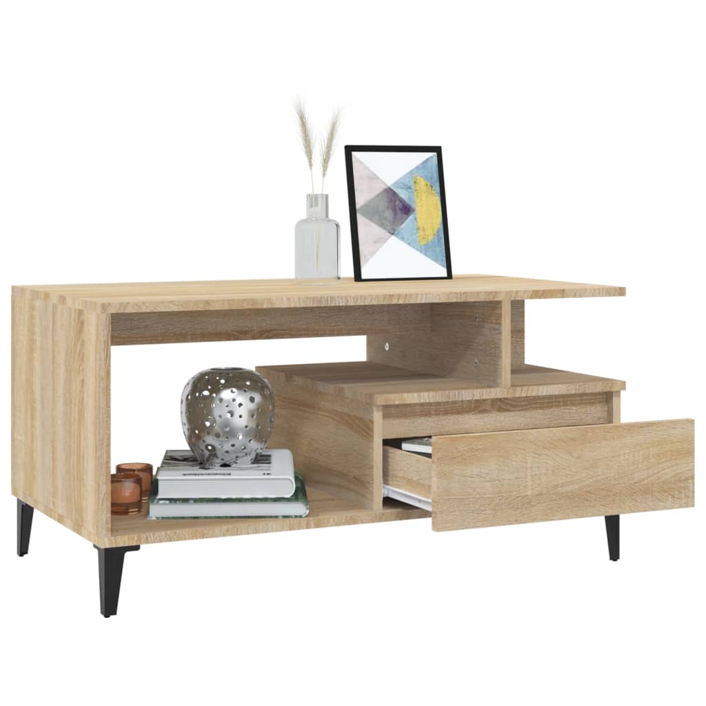 vidaXL Stolik kawowy, dąb sonoma 90x49x45 cm, materiał drewnopochodny