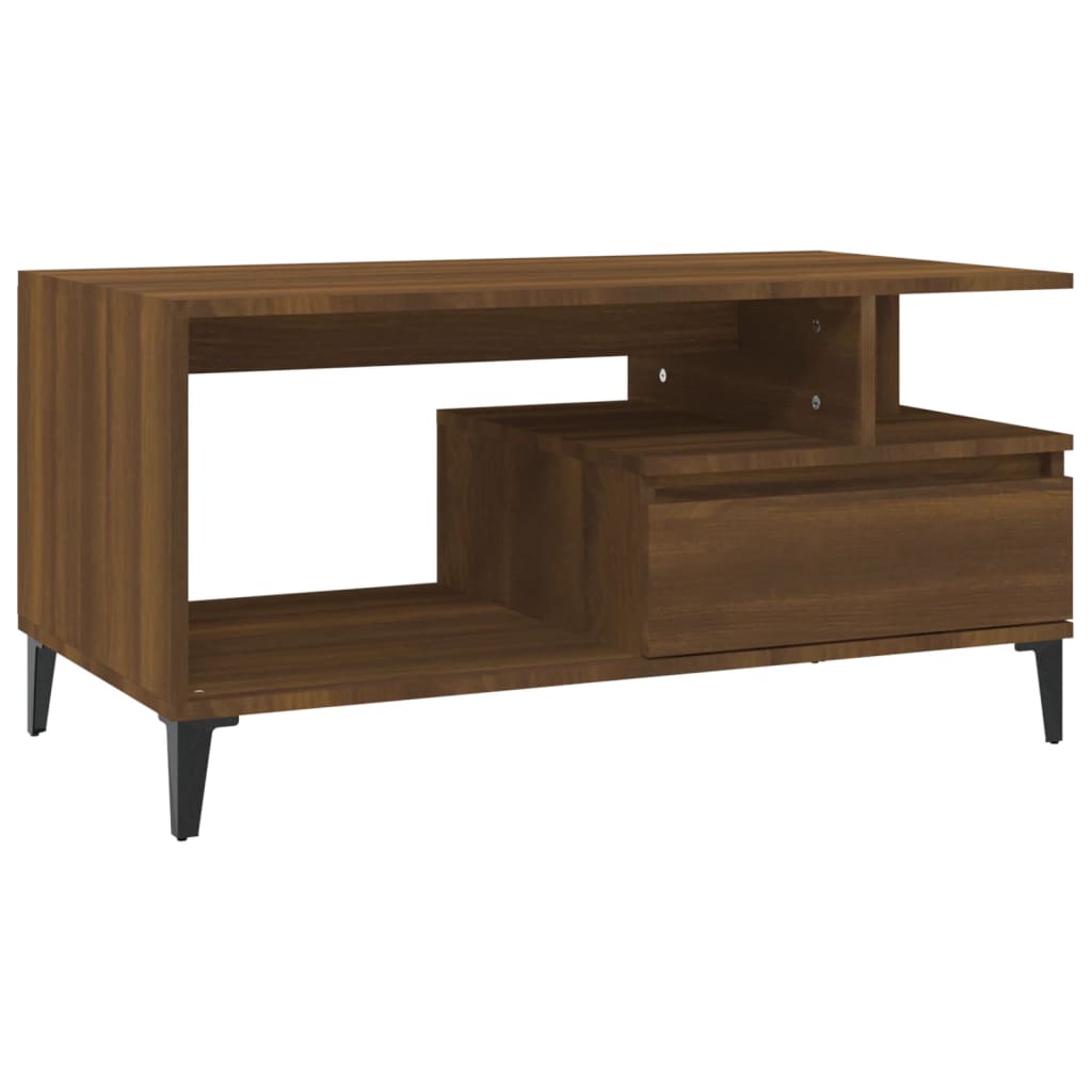 vidaXL Stolik kawowy, brązowy dąb 90x49x45 cm, materiał drewnopochodny