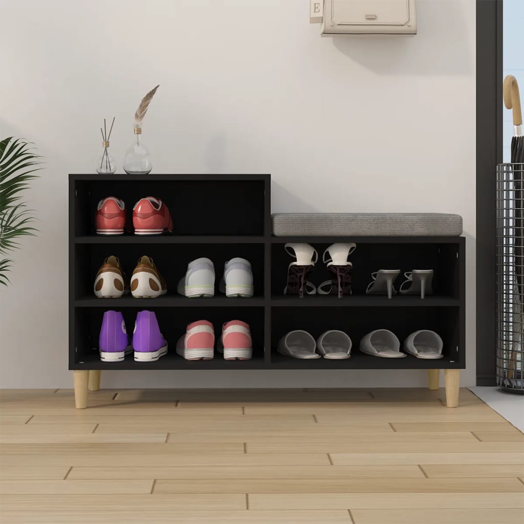 vidaXL Szafka na buty, czarna, 102x36x60 cm, materiał drewnopochodny