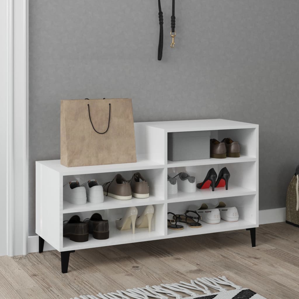vidaXL Szafka na buty, wysoki połysk, biała, 102x36x60 cm