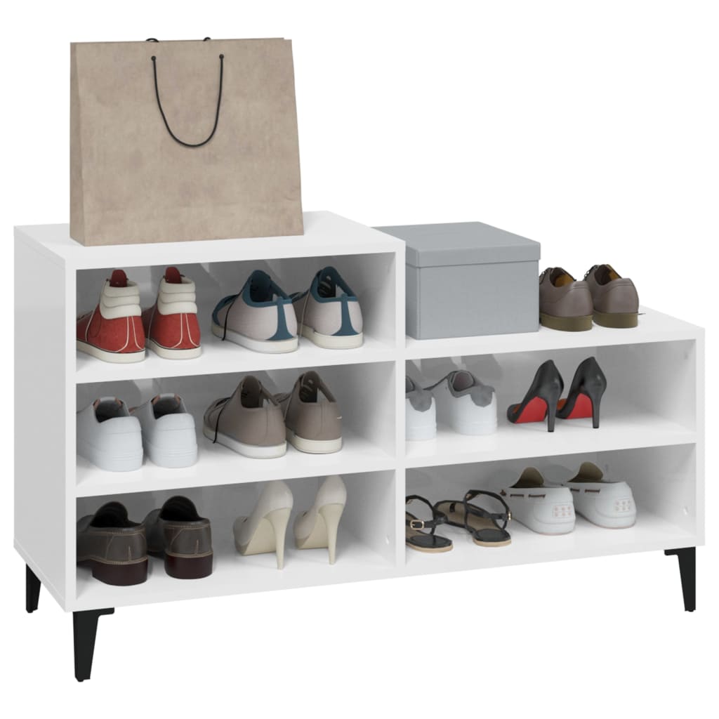 vidaXL Szafka na buty, wysoki połysk, biała, 102x36x60 cm