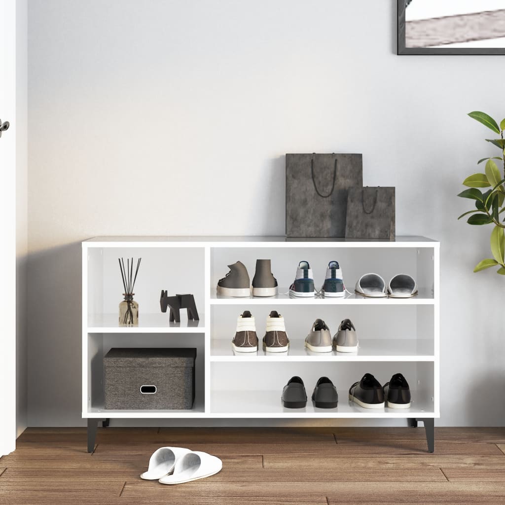 vidaXL Szafka na buty, wysoki połysk, biała, 102x36x60 cm