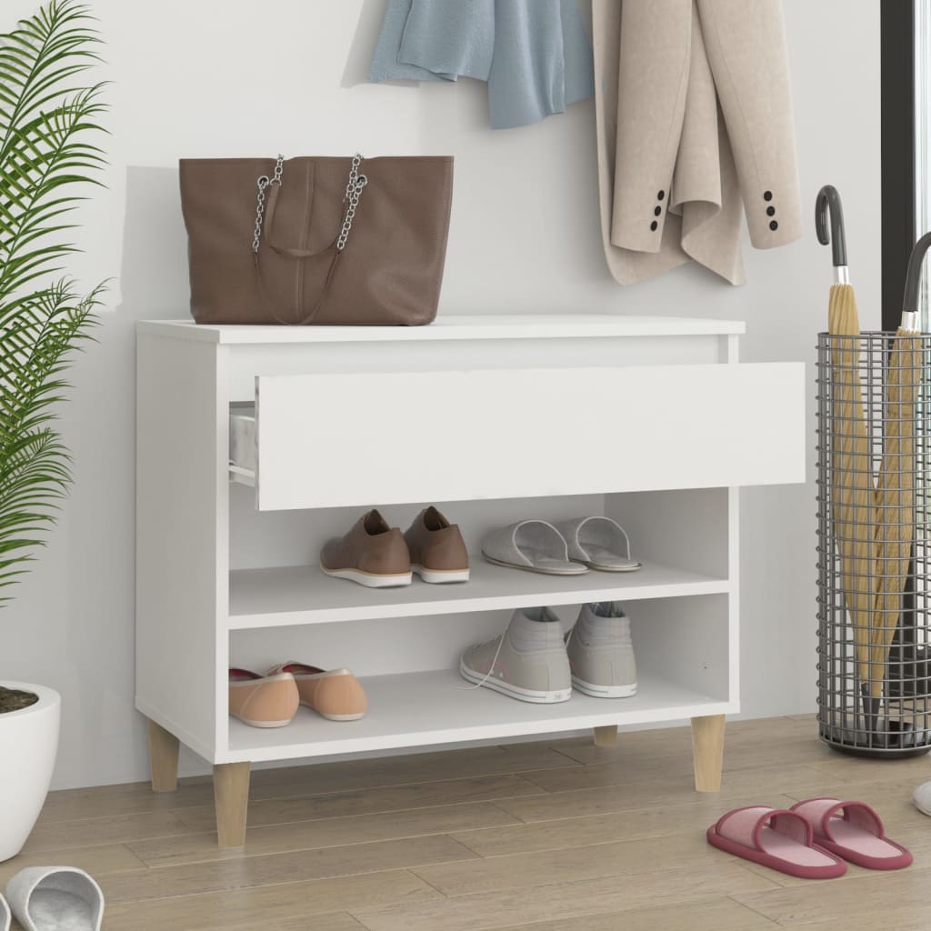 vidaXL Półka na buty, biała, 70x36x60 cm, materiał drewnopochodny
