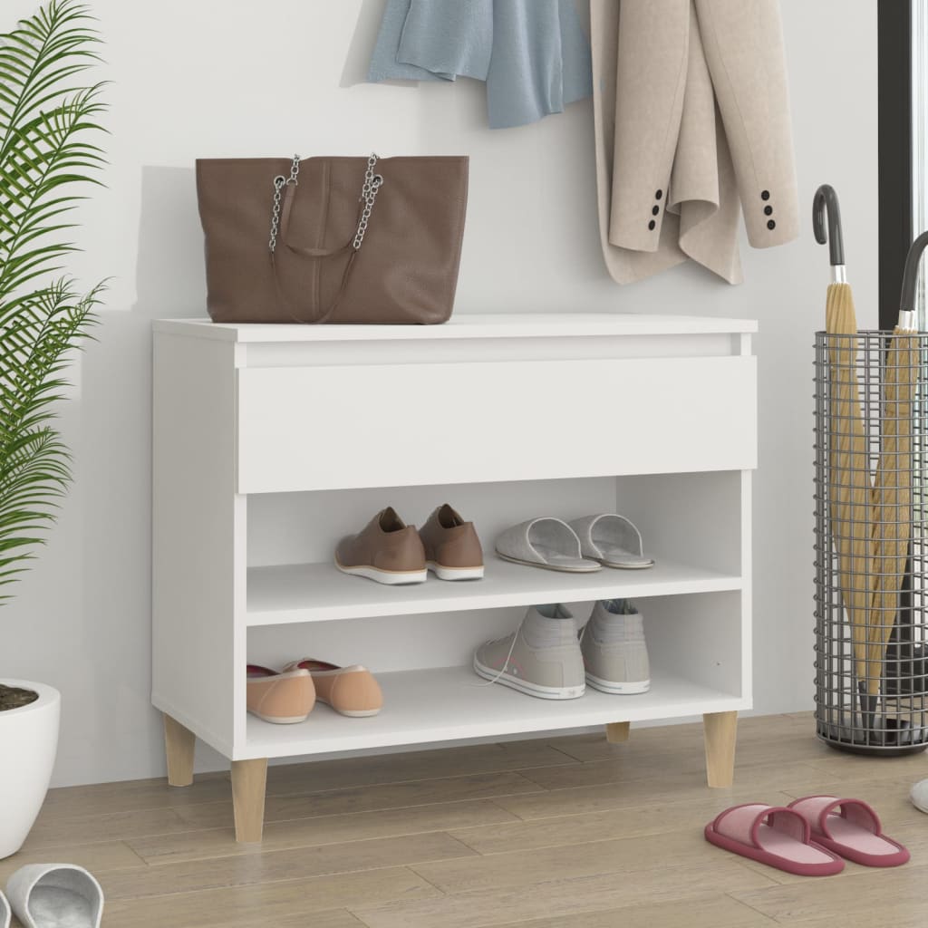 vidaXL Półka na buty, biała, 70x36x60 cm, materiał drewnopochodny