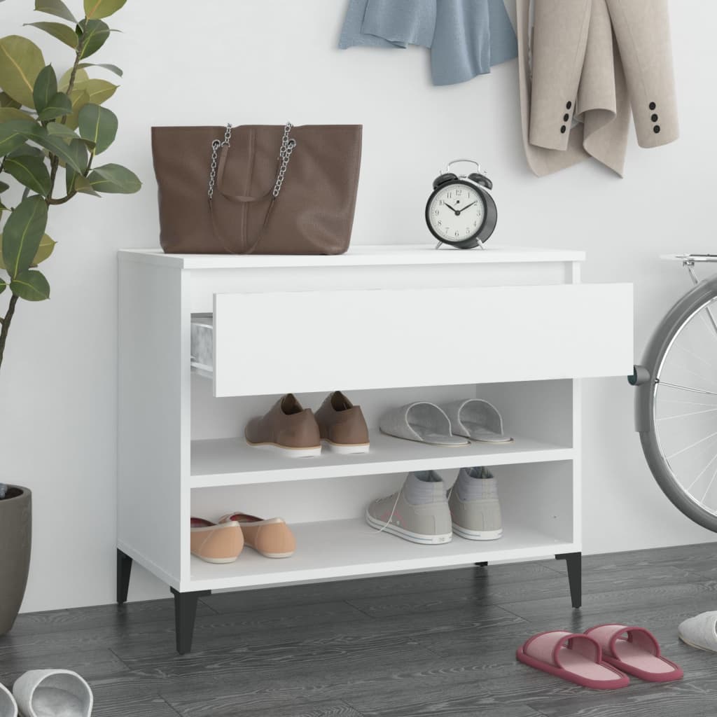 vidaXL Półka na buty, biała, 70x36x60 cm, materiał drewnopochodny