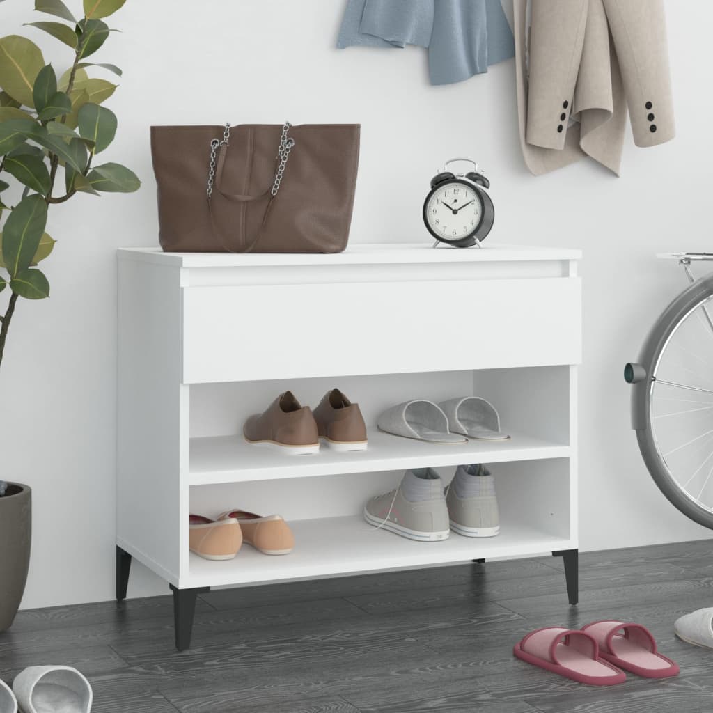 vidaXL Półka na buty, biała, 70x36x60 cm, materiał drewnopochodny