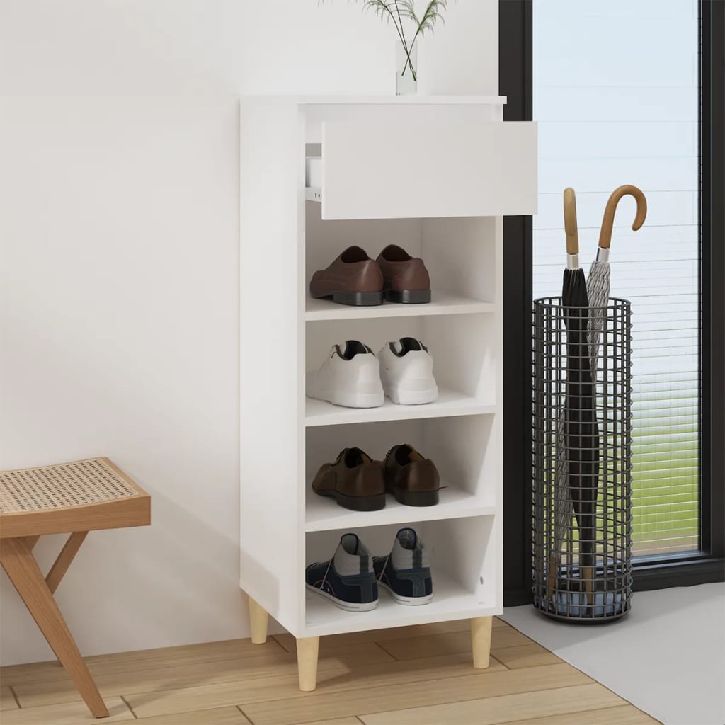 vidaXL Szafka na buty, biały, 40x36x105 cm, materiał drewnopochodny
