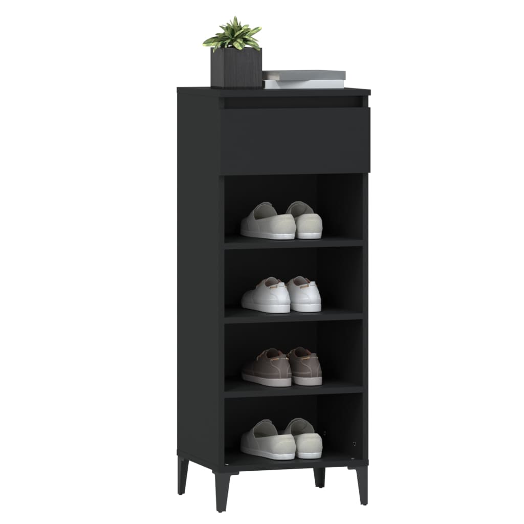 vidaXL Półka na buty, czarna, 40x36x105 cm, materiał drewnopochodny