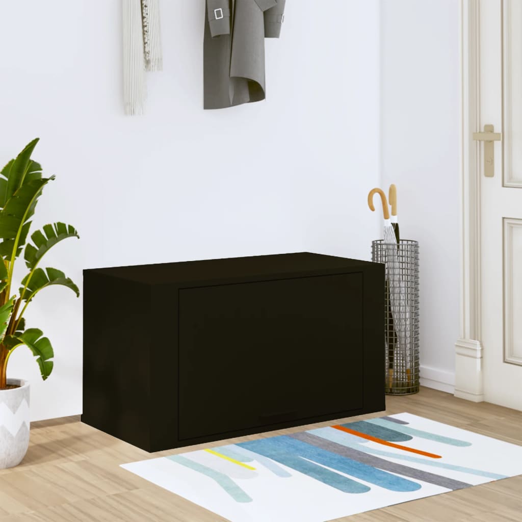 vidaXL Ścienna szafka na buty, czarny, 70x35x38 cm
