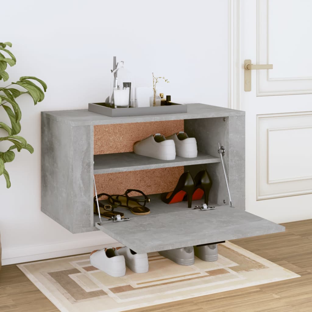 vidaXL Ścienna szafka na buty, szarość betonu, 70x35x38 cm