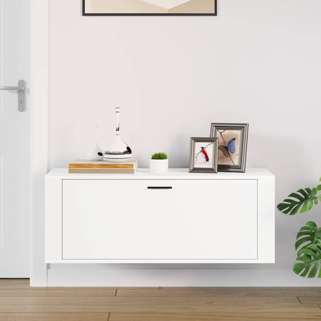 vidaXL Półka na buty, biała, 100x35x38 cm, materiał drewnopochodny