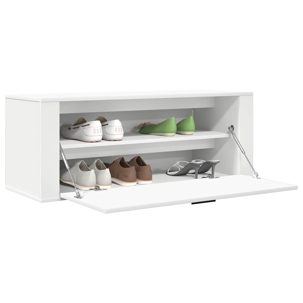 vidaXL Półka na buty, biała, 100x35x38 cm, materiał drewnopochodny