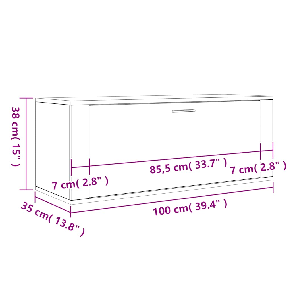 vidaXL Półka na buty, biała, 100x35x38 cm, materiał drewnopochodny