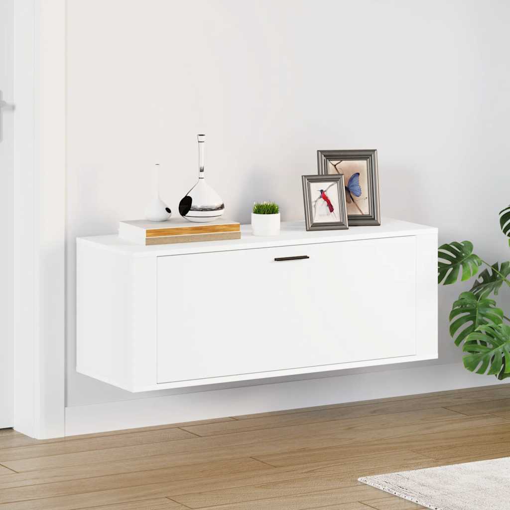 vidaXL Półka na buty, biała, 100x35x38 cm, materiał drewnopochodny