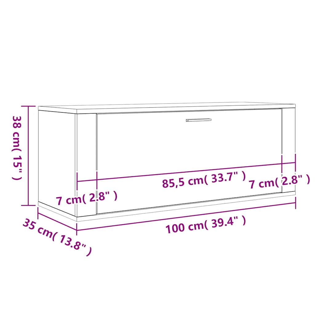 vidaXL Ścienna szafka na buty, szarość betonu, 100x35x38 cm